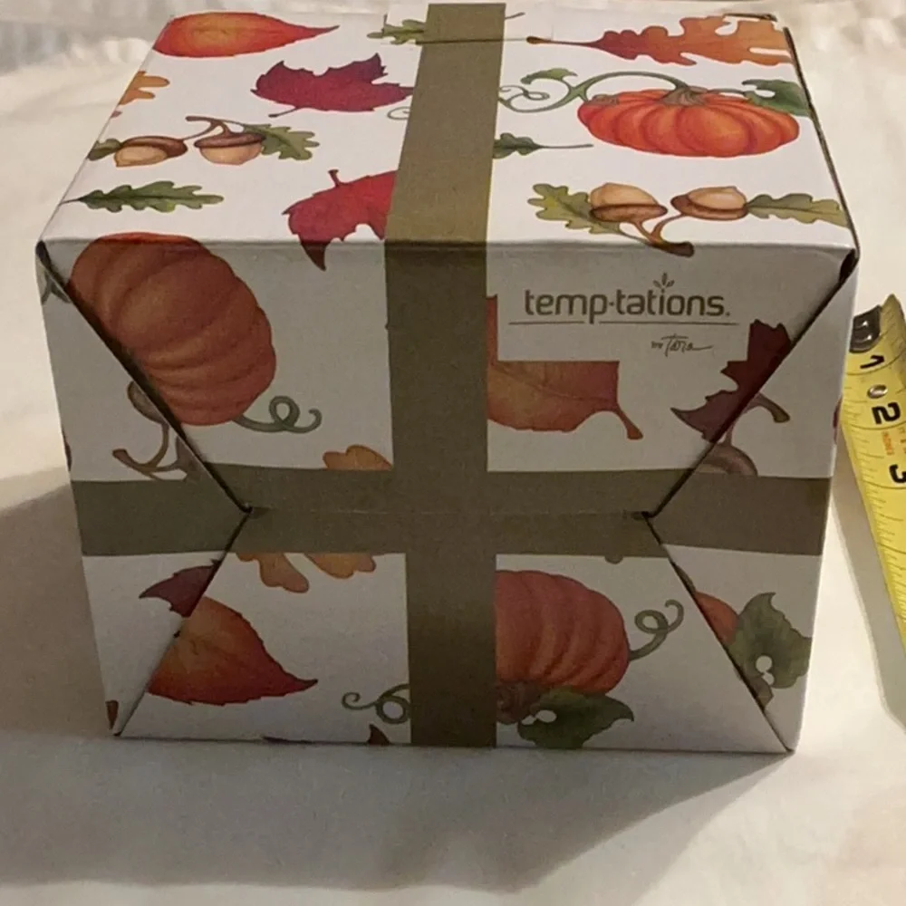 NEW Autumn Harvest Decorative Gift Box - White & Orange